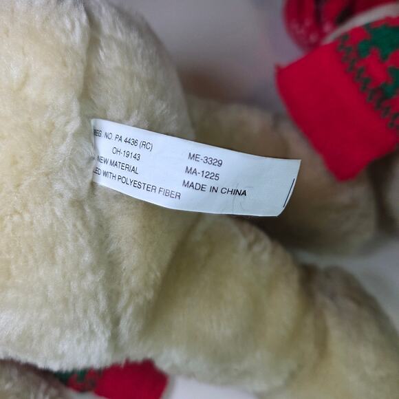 Pair of Christmas Animated Plush Bears Red Hat Scarf Holiday Stuffed Animals - Picture 9 of 11
